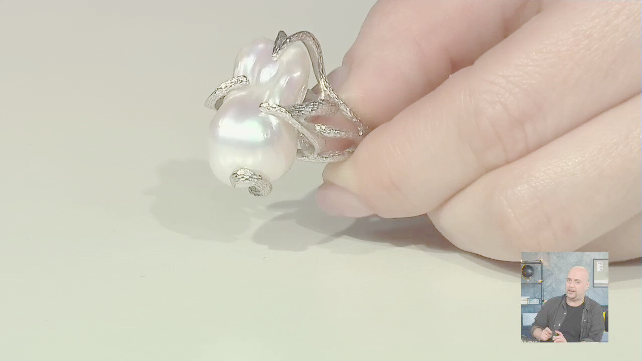 Video Anello in argento con Perla di Acqua Dolce (TPC)