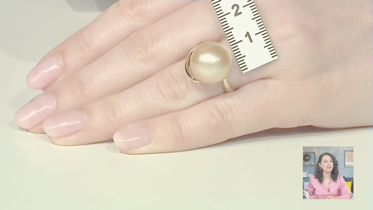 Video Anello in oro con Perla Dorata dei Mari del Sud (TPC)