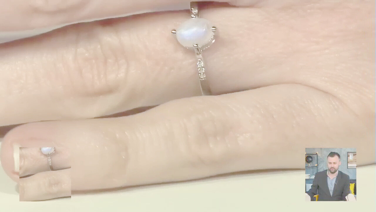 Video Anello in argento con Pietra di Luna Arcobaleno