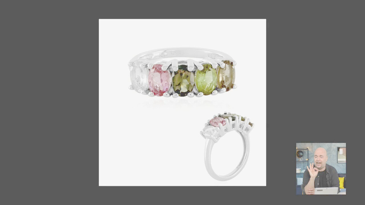 Video Anello in argento con Diopside Russo