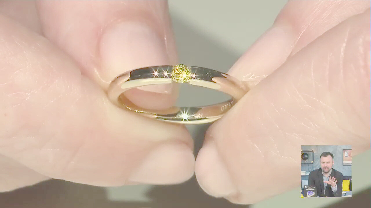 Video Anello in oro con Diamante Giallo VS1 (Annette)