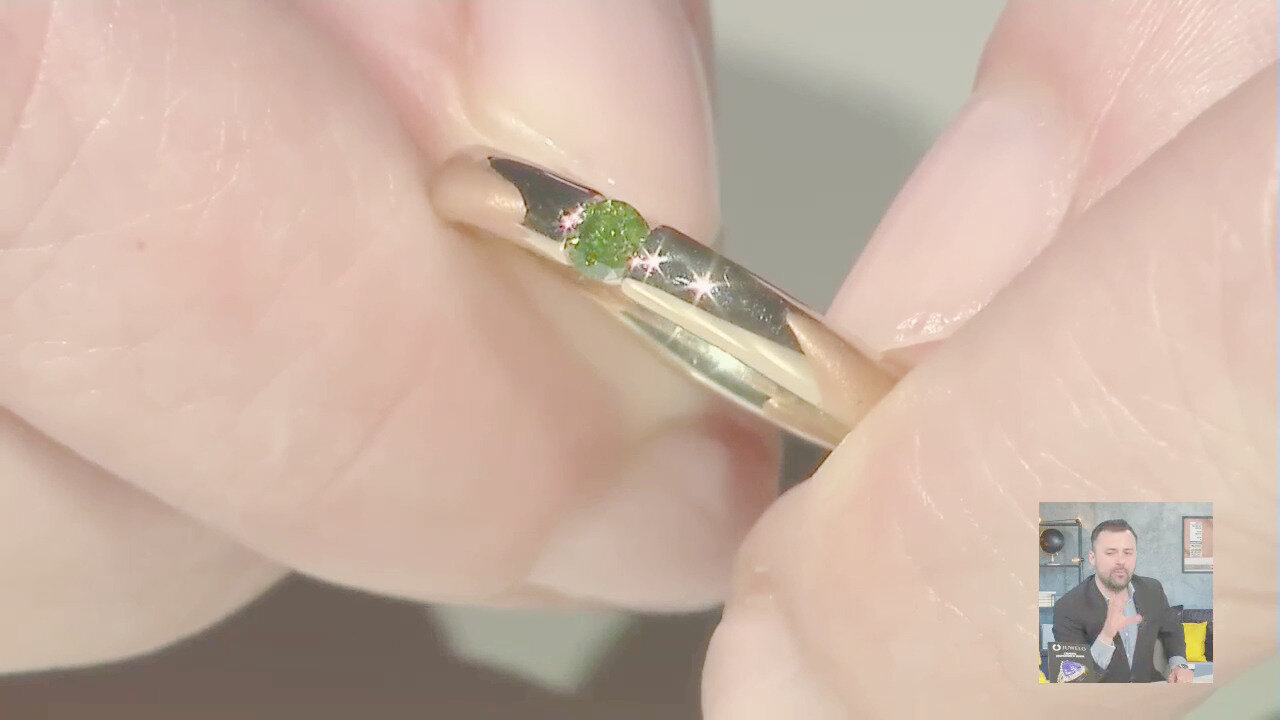 Video Anello in oro con Diamante Verde VS1 (Annette)