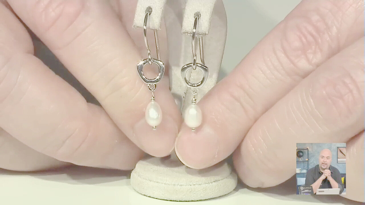 Video Orecchini in argento con Perla d'Acqua Dolce Color Crema