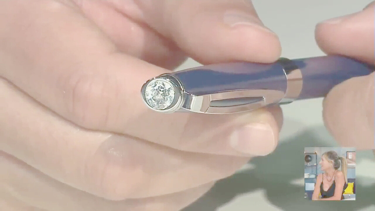 Video Penna in ottone con Topazio Bianco