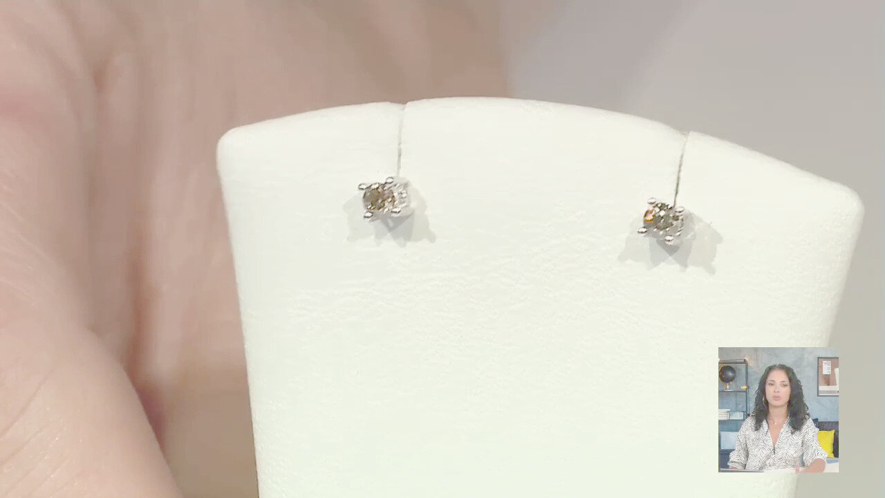 Video Orecchini in argento con Diamante Champagne I3