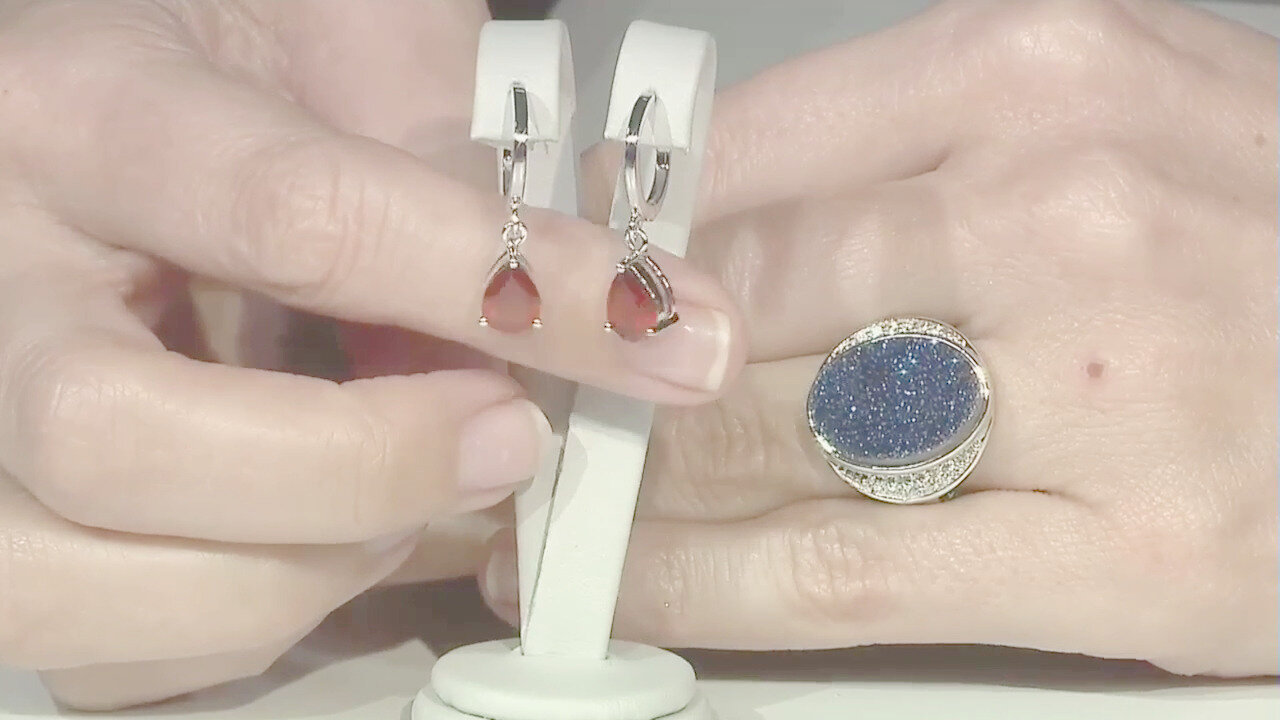 Video Anello in argento con Agata Glitter Blu