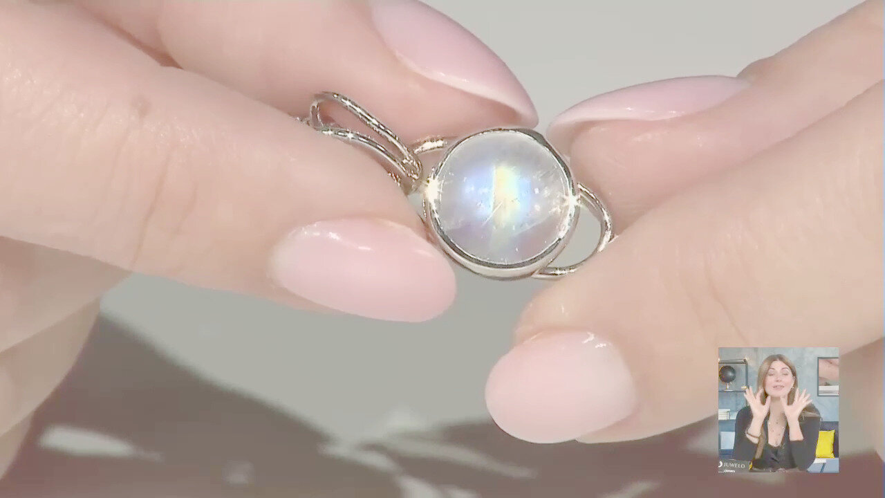 Video Ciondolo in argento con Pietra di Luna Arcobaleno Bihar