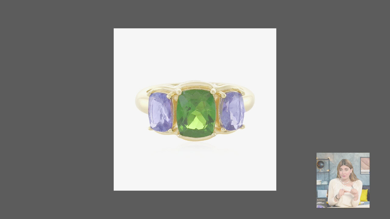 Video Anello in argento con Diopside Russo