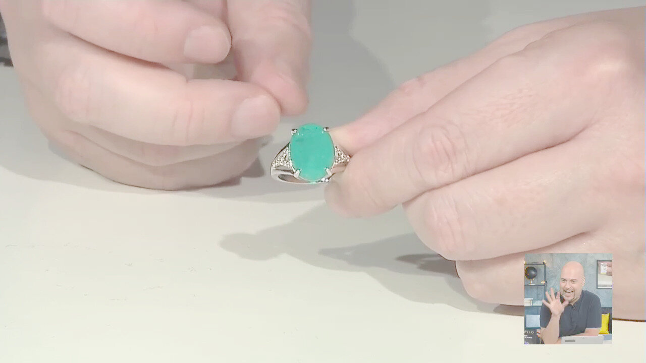 Video Anello in argento con Quarzo Verde Blu