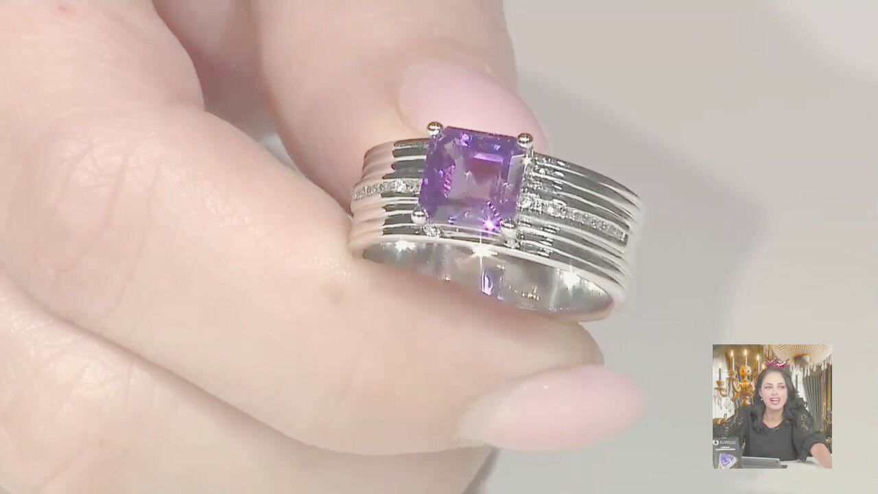 Video Anello in argento con Ametista Uruguay (de Melo)