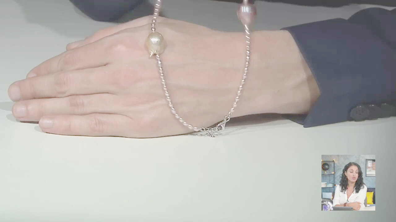 Video Collana in argento con Perla di Acqua Dolce (TPC)