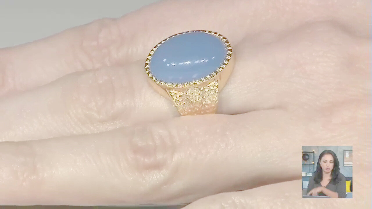 Video Anello in ottone con Calcedonio Blu (Juwelo Style)