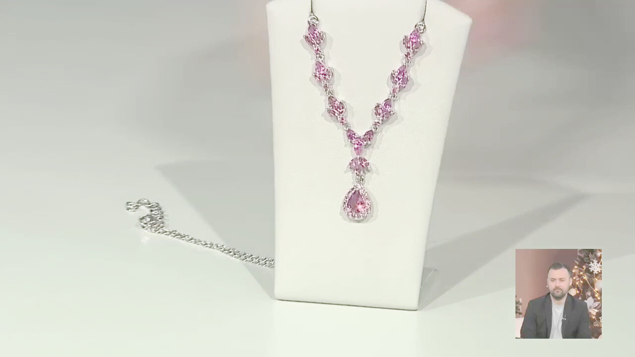 Collana in argento con Tormalina Rosa-5088MQ