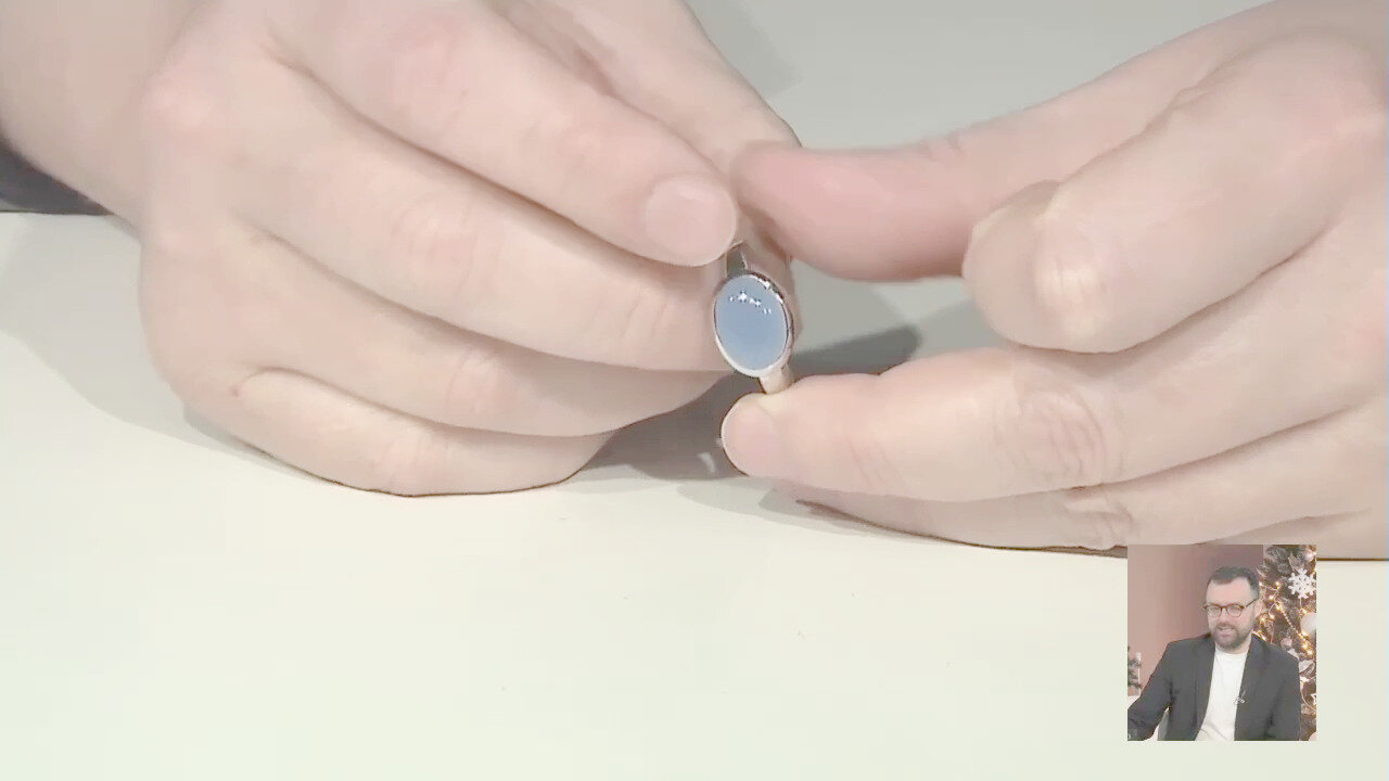 Video Anello in argento con Calcedonio Blu