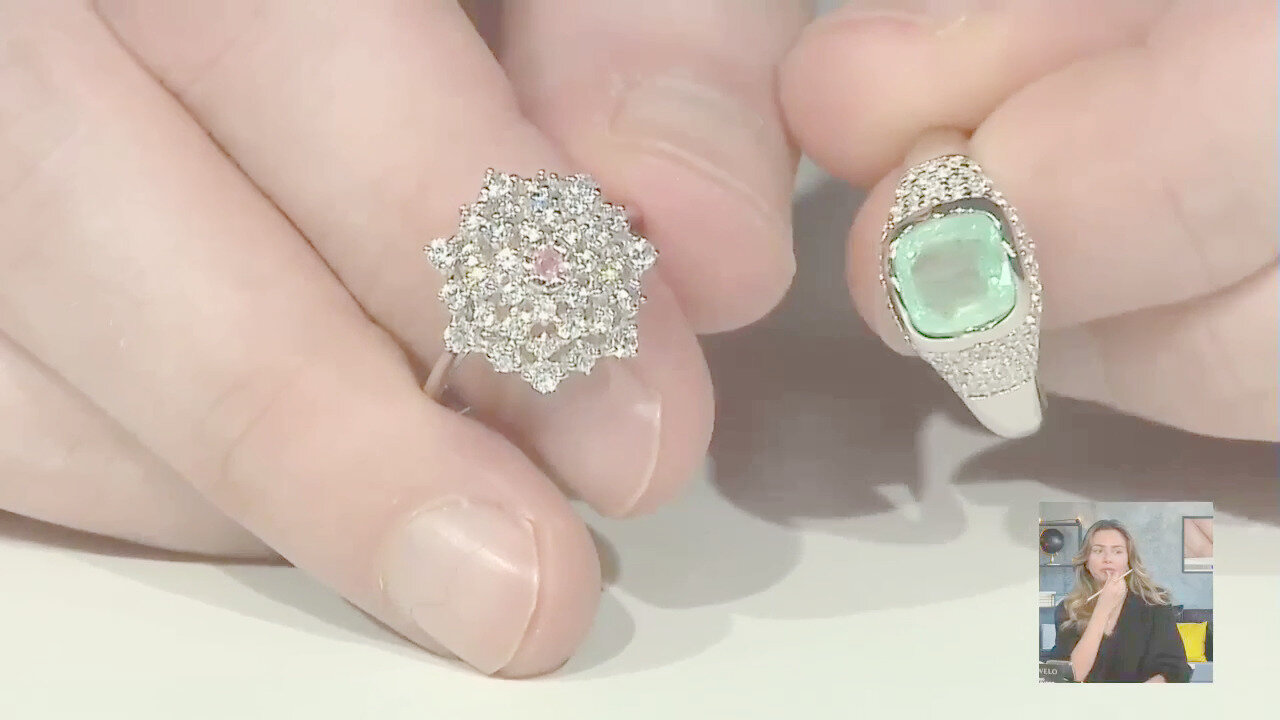 Video Anello placcato in platino con Zaffiro Padparadscha