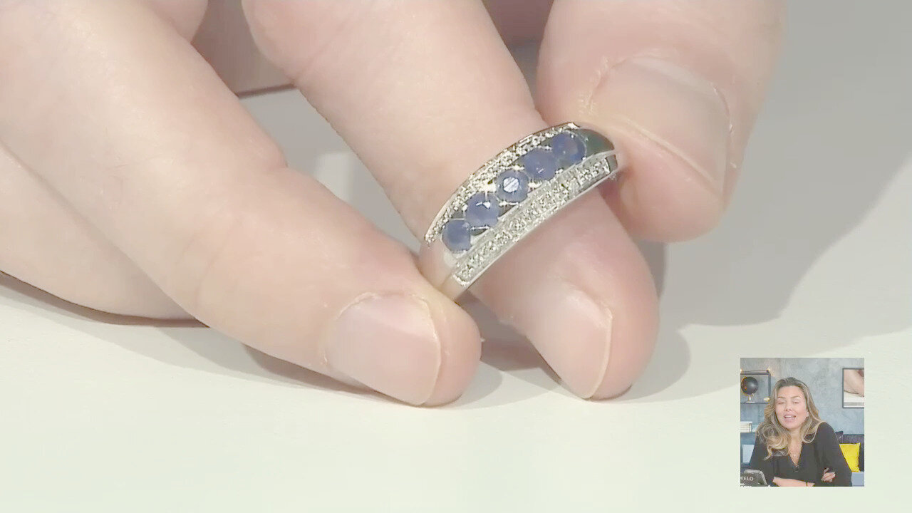 Video Anello placcato in platino con Zaffiro Kanchanaburi