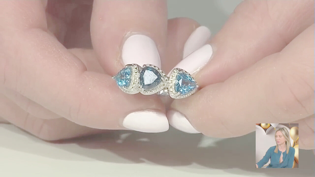 Video Anello in argento con Topazio Blu Londra