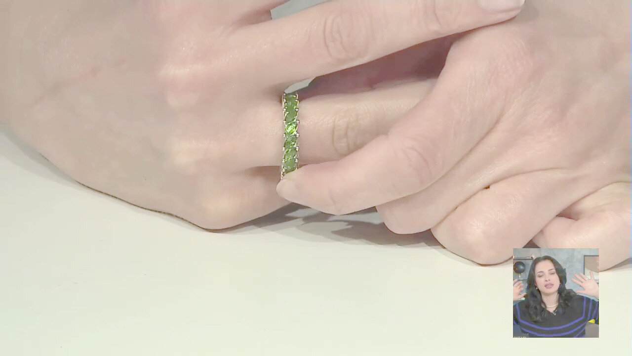 Video Anello in argento con Diopside Russo