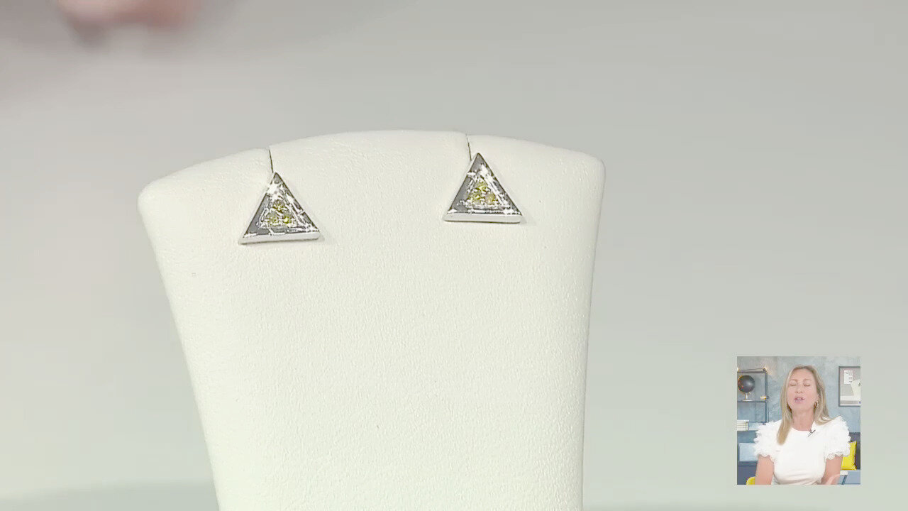 Video Orecchini in argento con Diamante Giallo I2