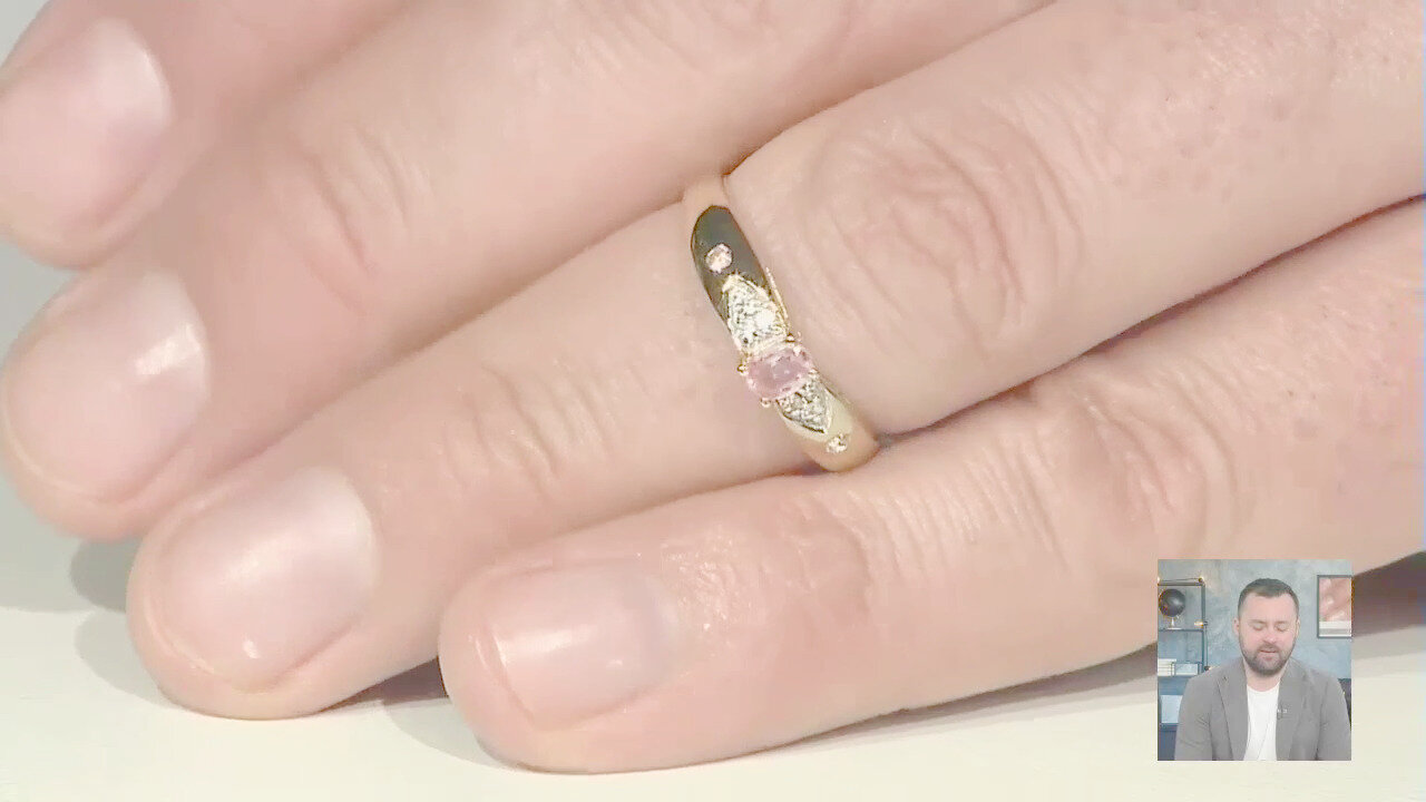 Video Anello placcato in oro con Zaffiro Padparadscha