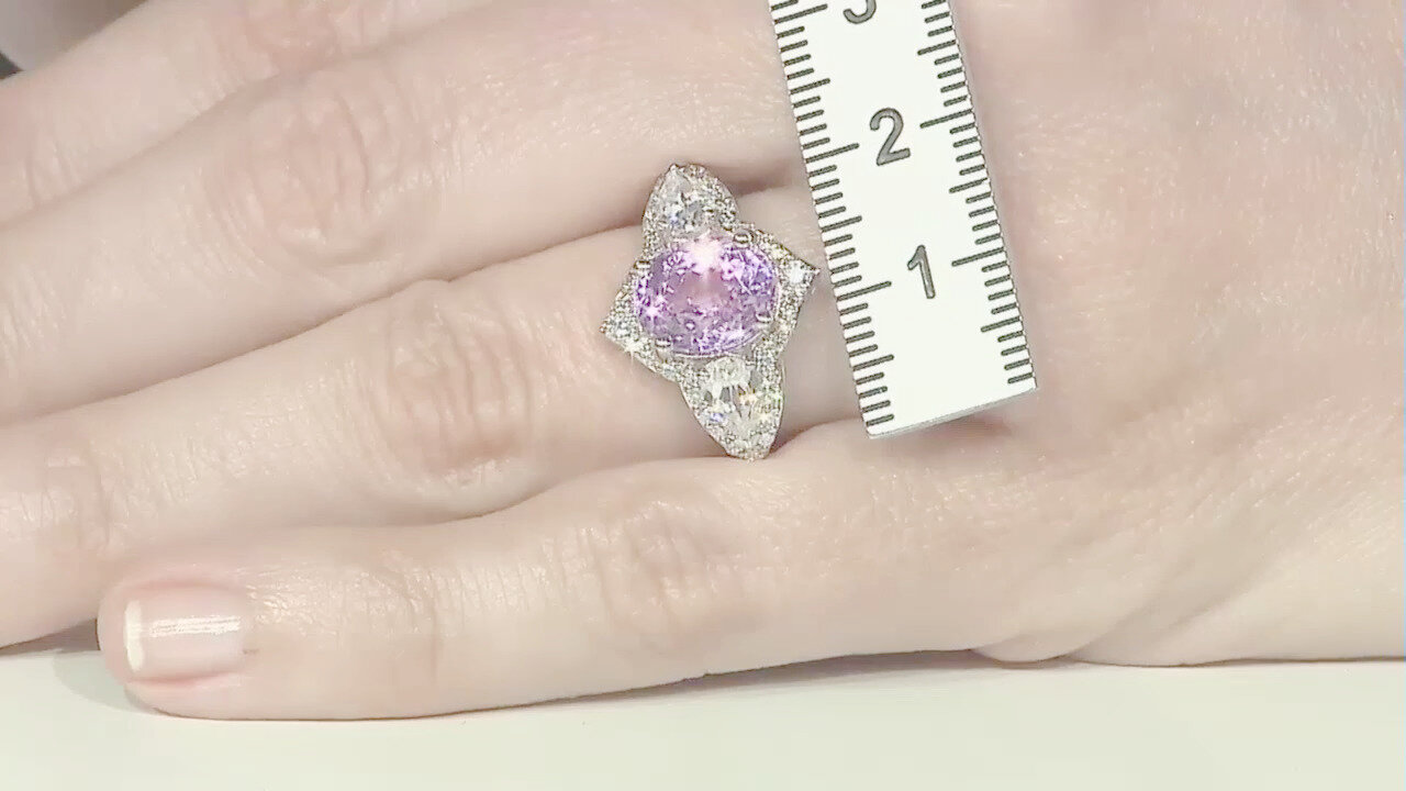 Video Anello in platino con Kunzite Brasiliana