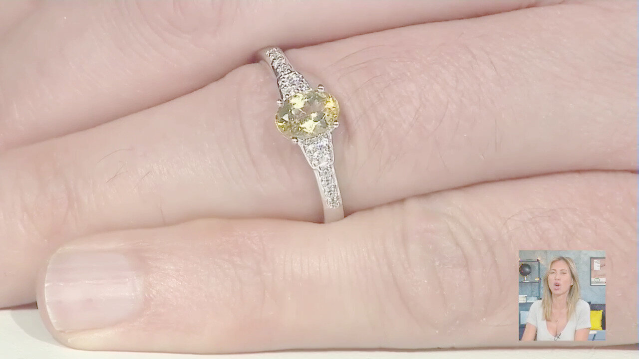 Video Anello in argento con Apatite Dorata