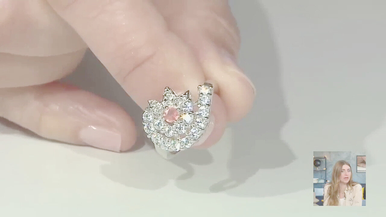 Video Anello placcato in platino con Zaffiro Padparadscha