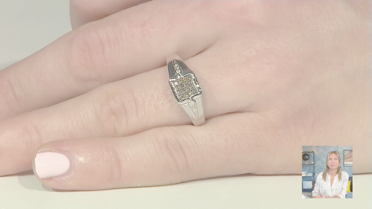Video Anello in argento con Diamante Champagne I2