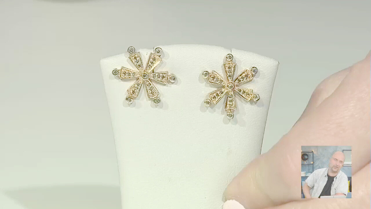 Video Orecchini placcati in oro con Diamante Fancy
