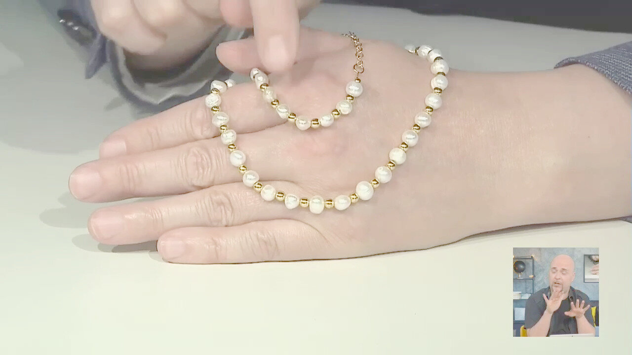 Video Collana in argento con Perla d'Acqua Dolce Bianca