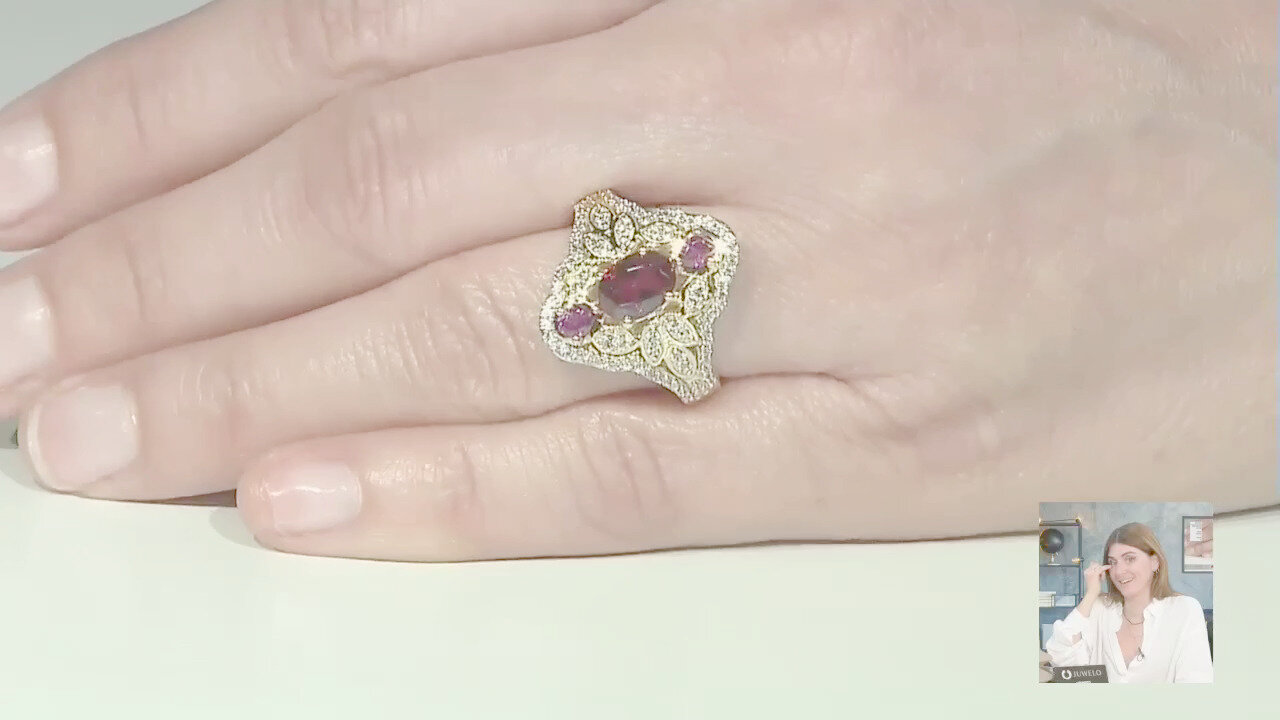 Video Anello in argento con Rodolite