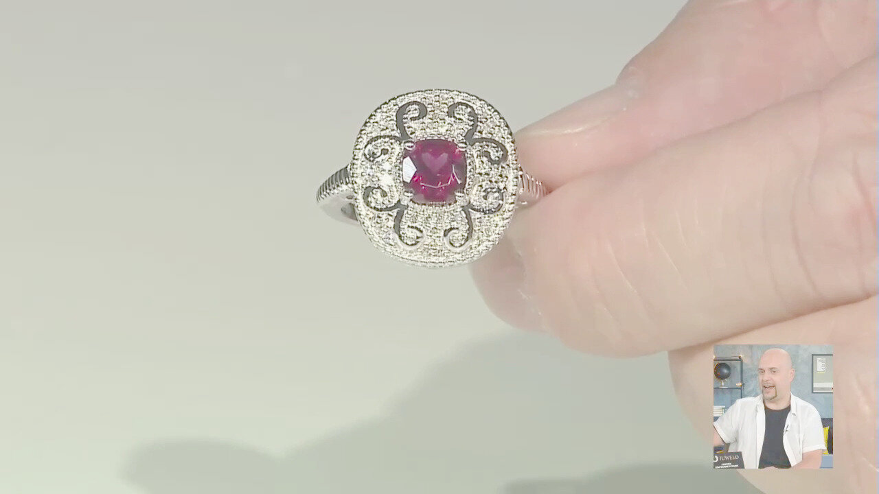 Video Anello in argento con Rodolite