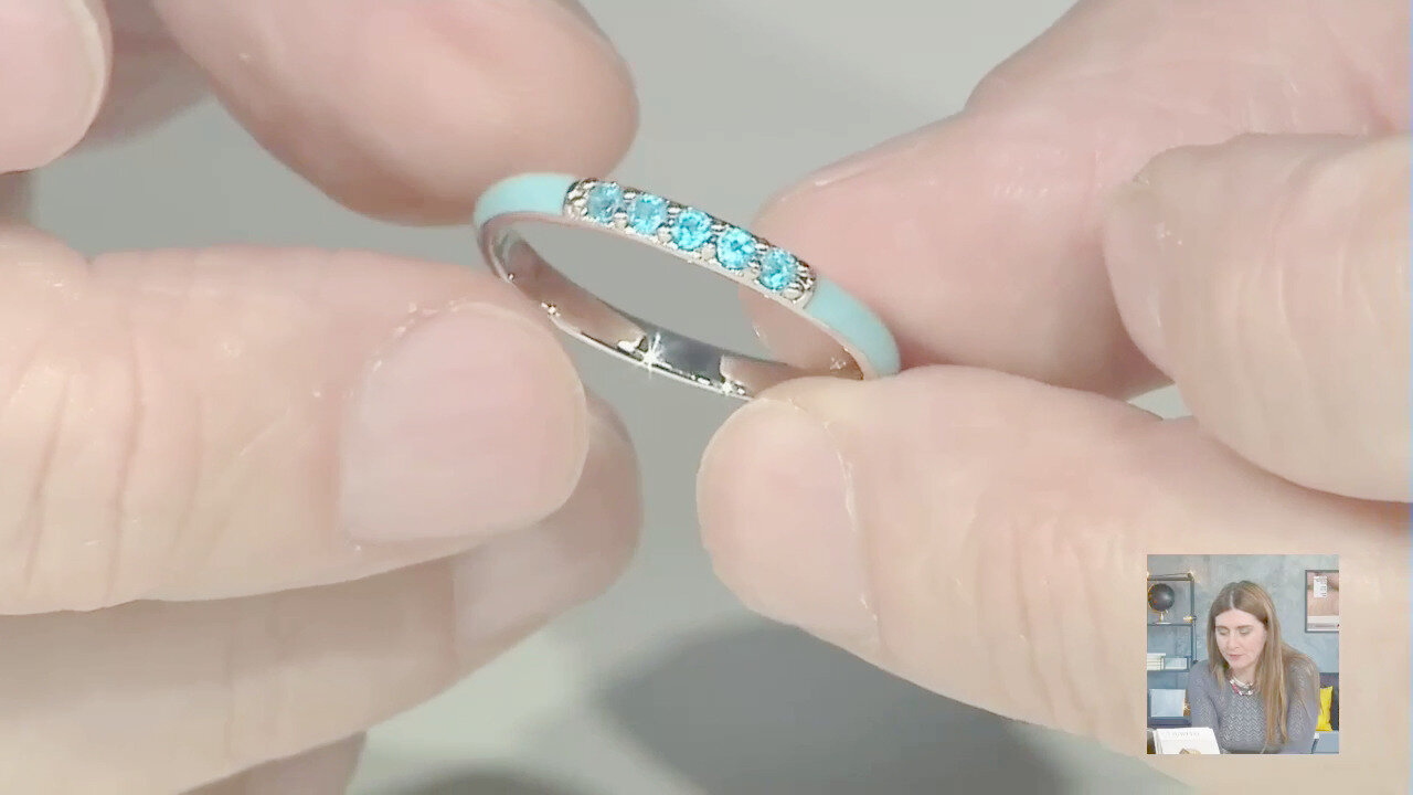 Video Anello in argento con Apatite Blu Neon