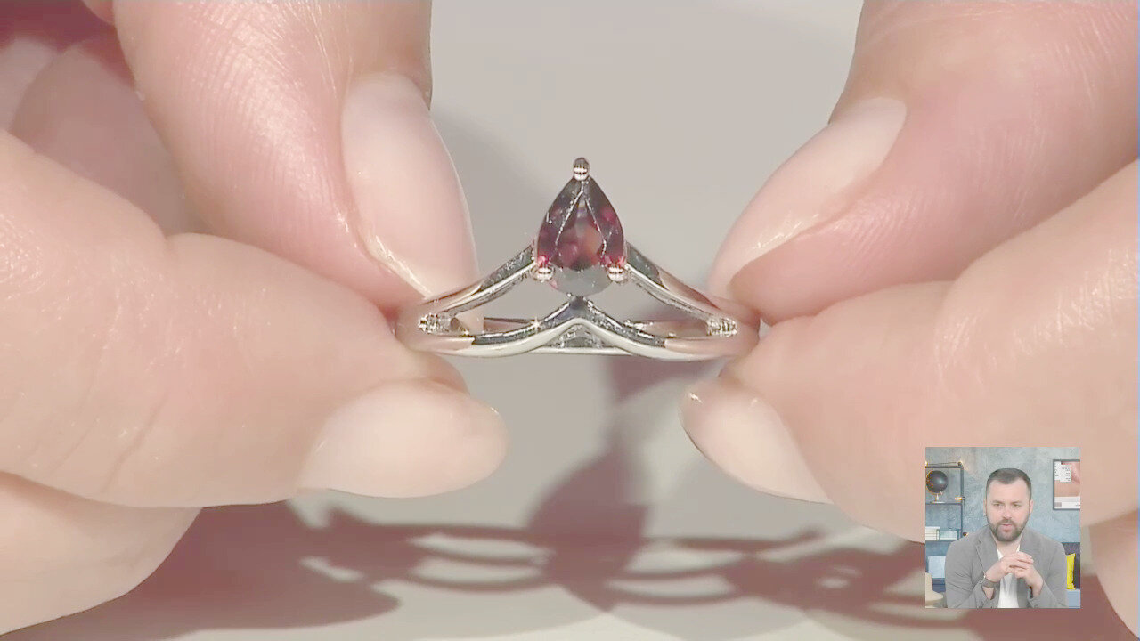 Video Anello in argento con Zircone Rosa