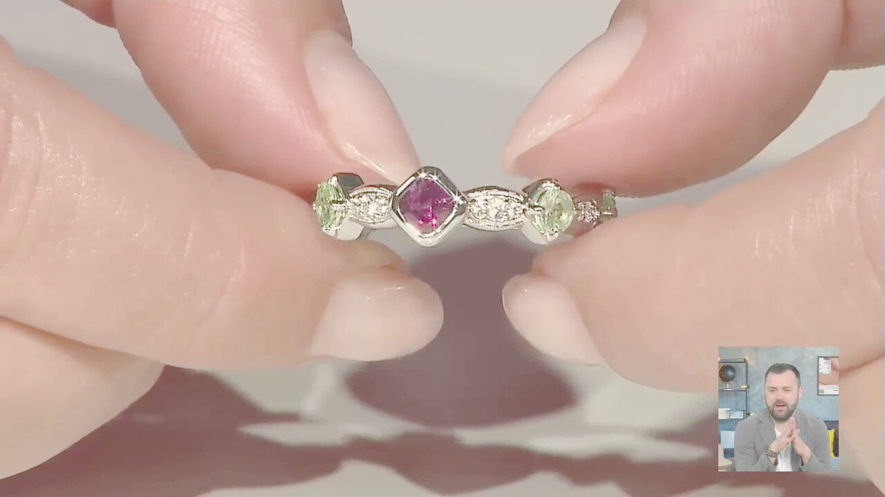 Video Anello in argento con Tormalina Rosa Nigeriana
