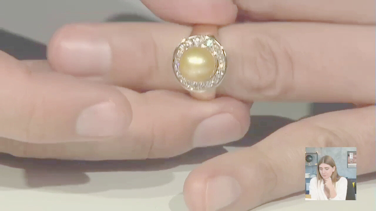 Video Anello in oro con Perla Dorata dei Mari del Sud (TPC)