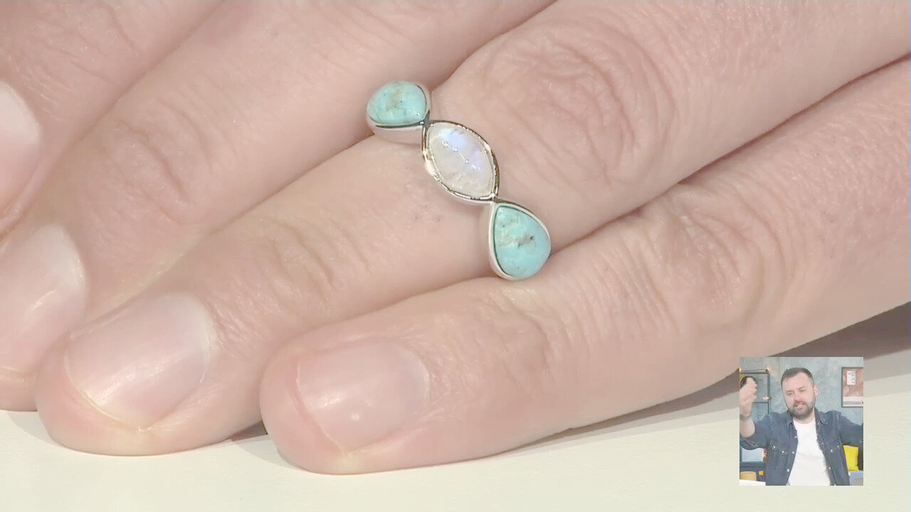 Video Anello in argento con Turchese Kingman Mohave Blu (Faszination Türkis)