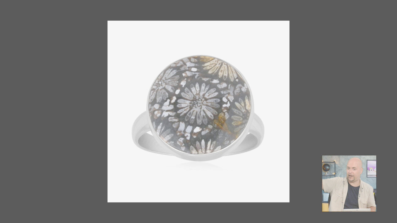Video Anello in argento con Corallo Pietrificato (Bali Barong)
