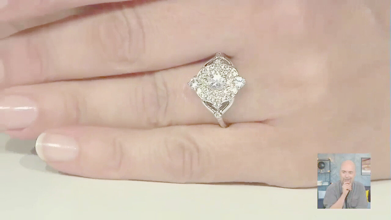 Video Anello in argento con Zaffiro Bianco