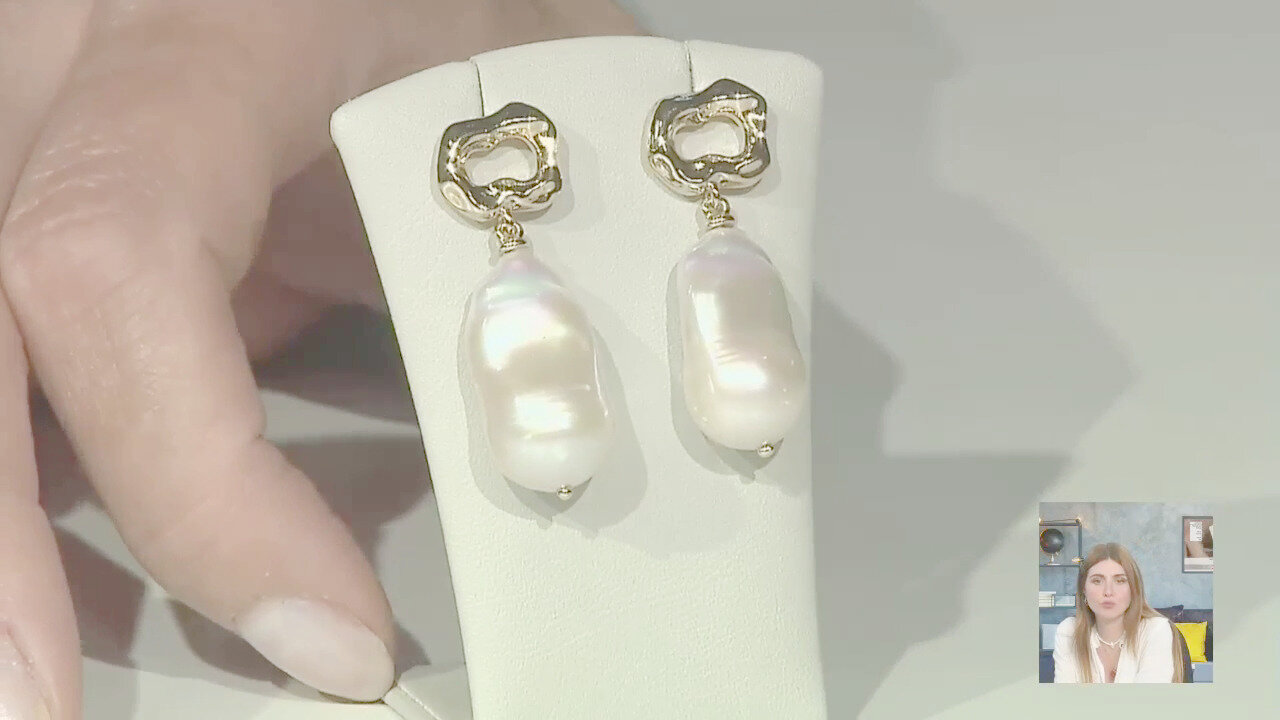 Video Orecchini in argento con Perla d'Acqua Dolce Bianca (TPC)