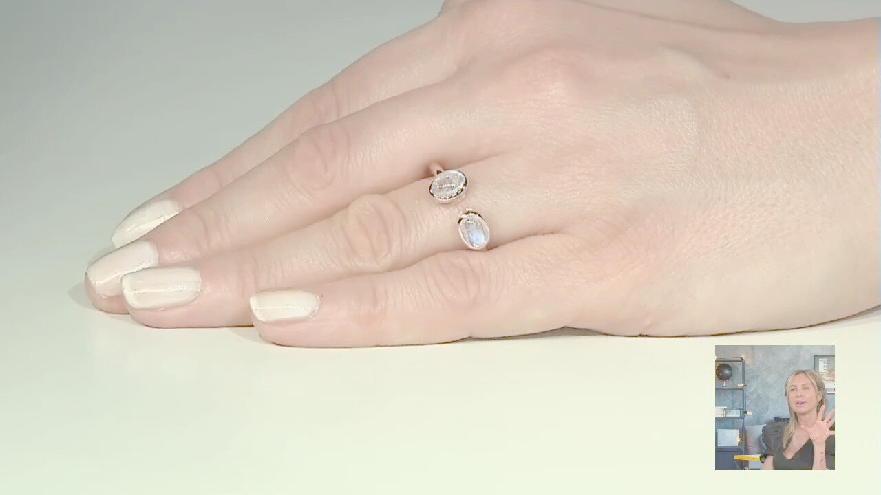 Video Anello in argento con Pietra di Luna Blu (KM by Juwelo)