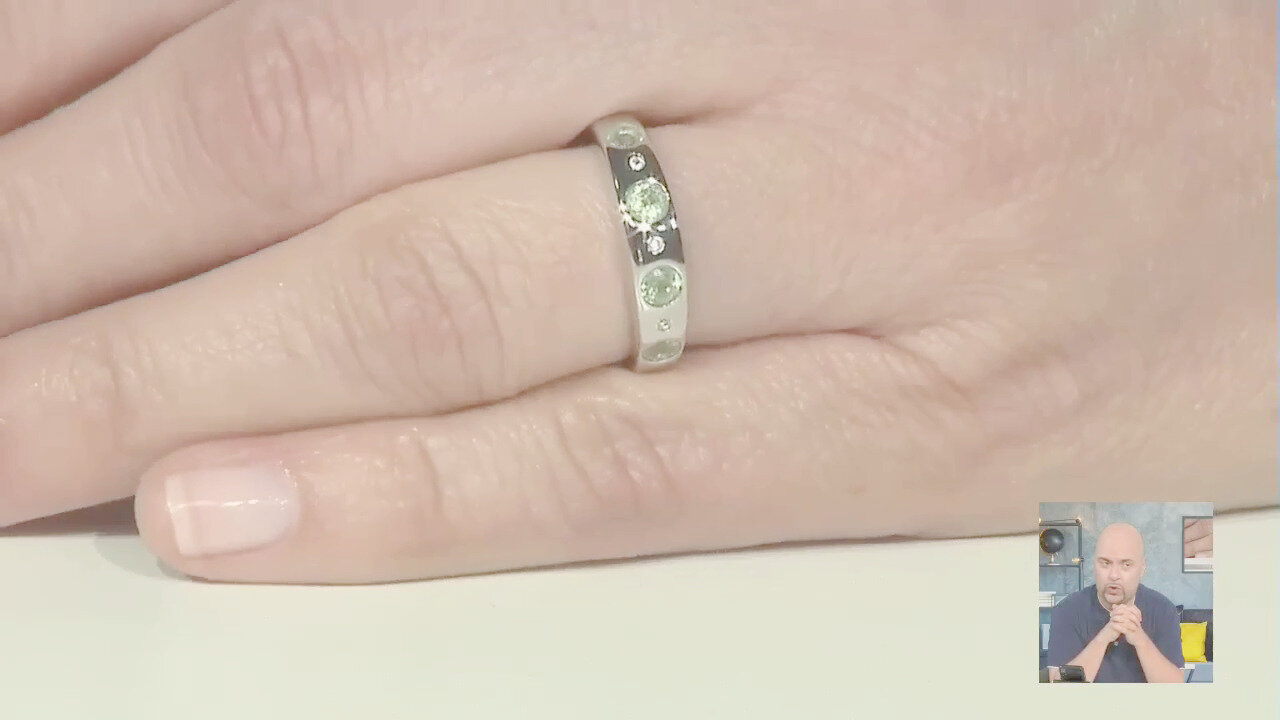 Video Anello in argento con Cianite Menta