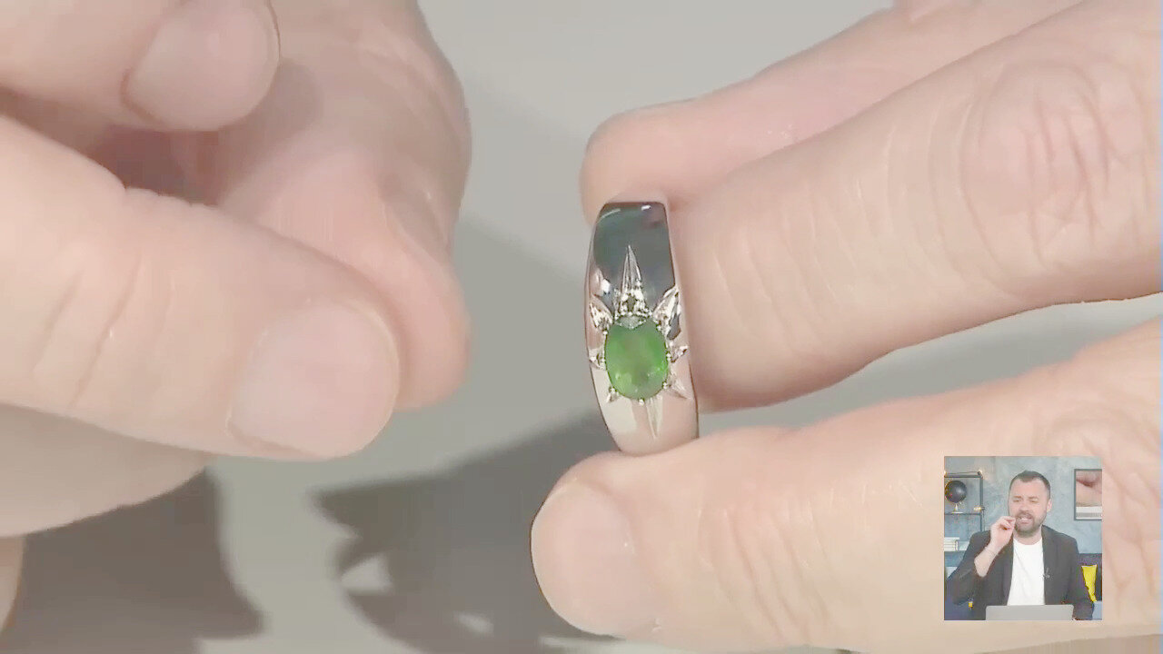Video Anello in argento con Diopside Russo