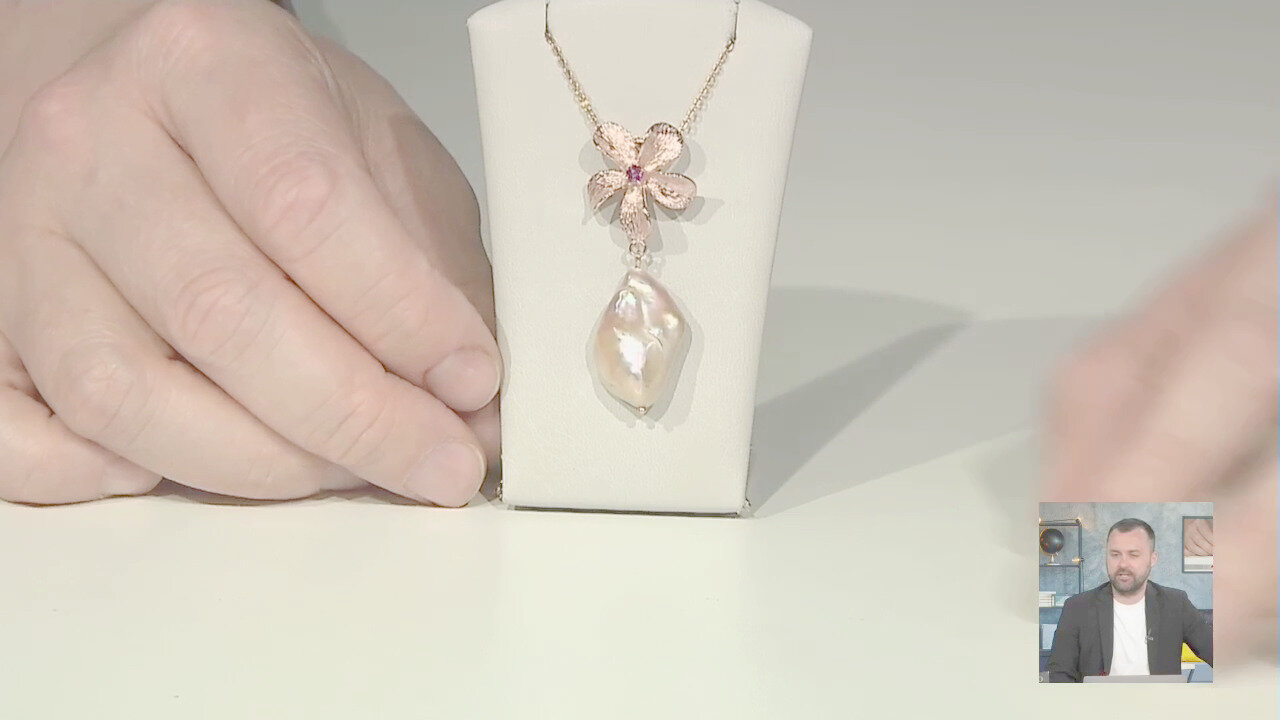 Video Ciondolo in argento con Perla d'Acqua Dolce Rosa (TPC)