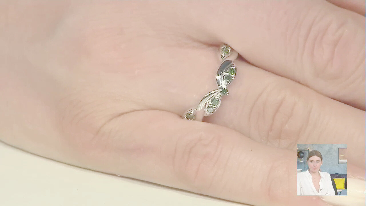 Video Anello in argento con Diamante Verde I3
