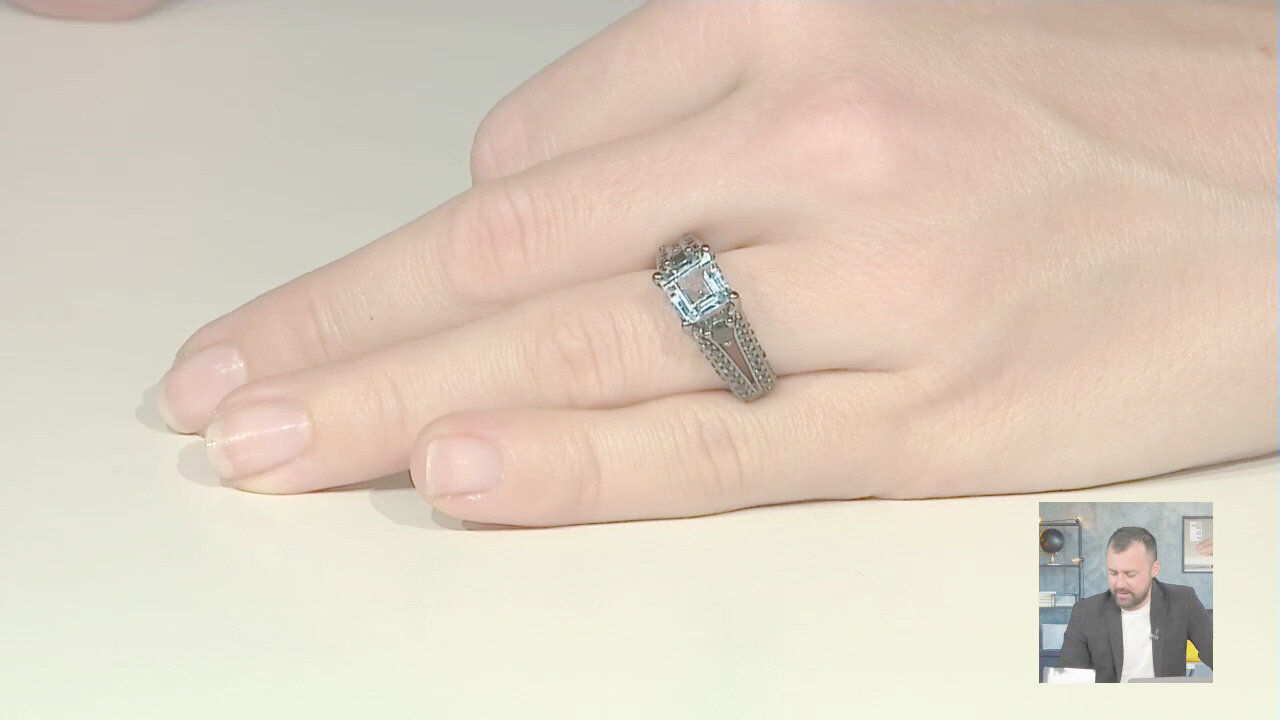Video Anello in argento con Topazio Blu Cielo