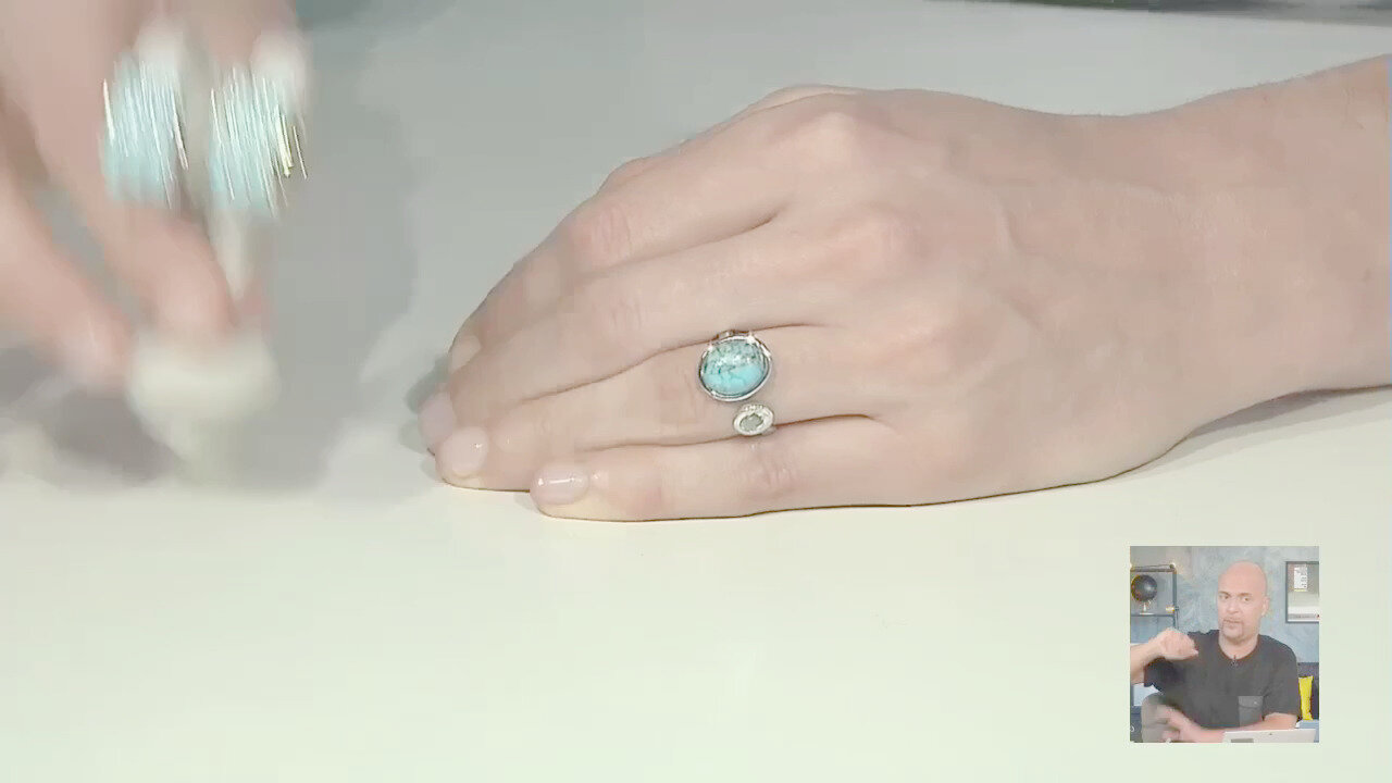 Video Anello in argento con Turchese Ramato Blu Mohave (Faszination Türkis)