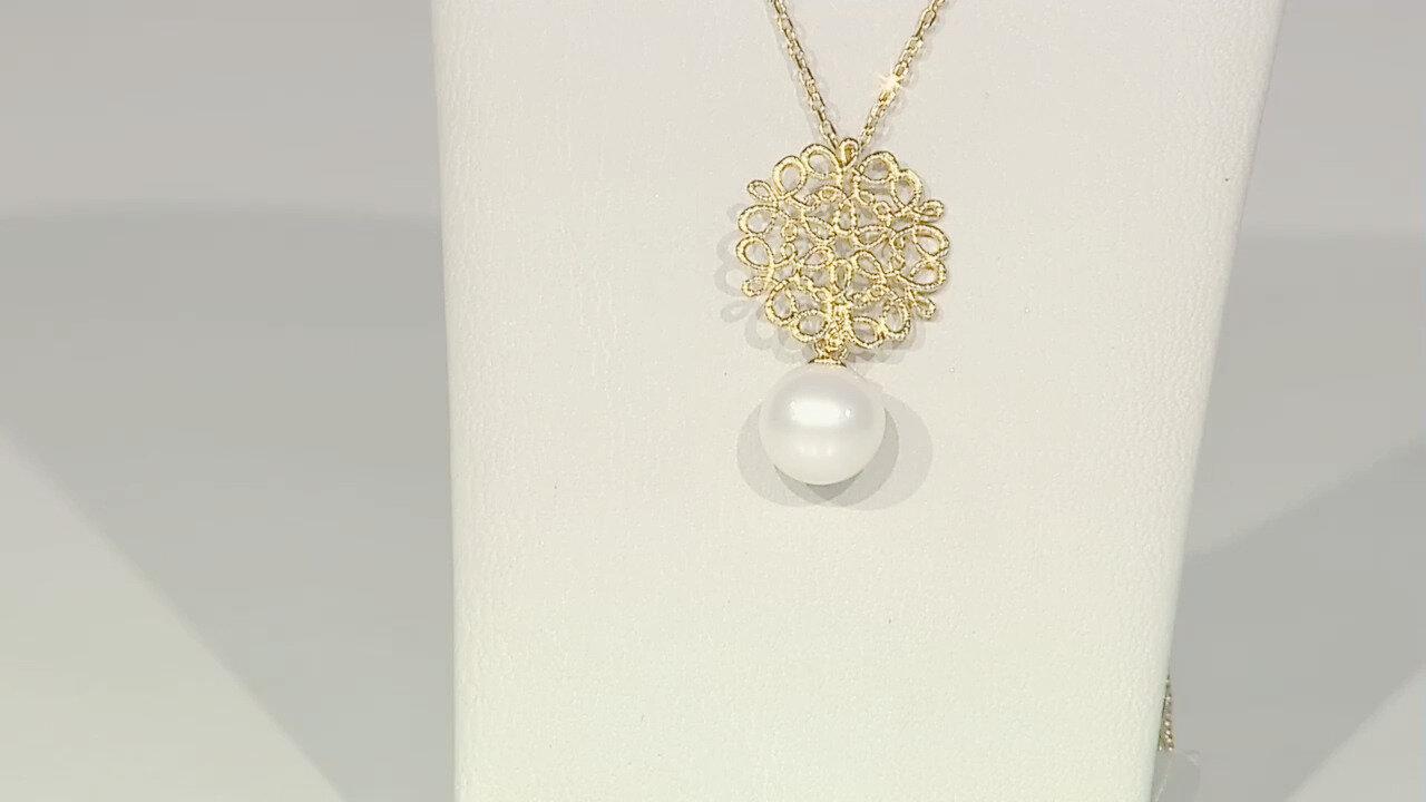 Video Collana in argento con Perla d'Acqua Dolce Bianca