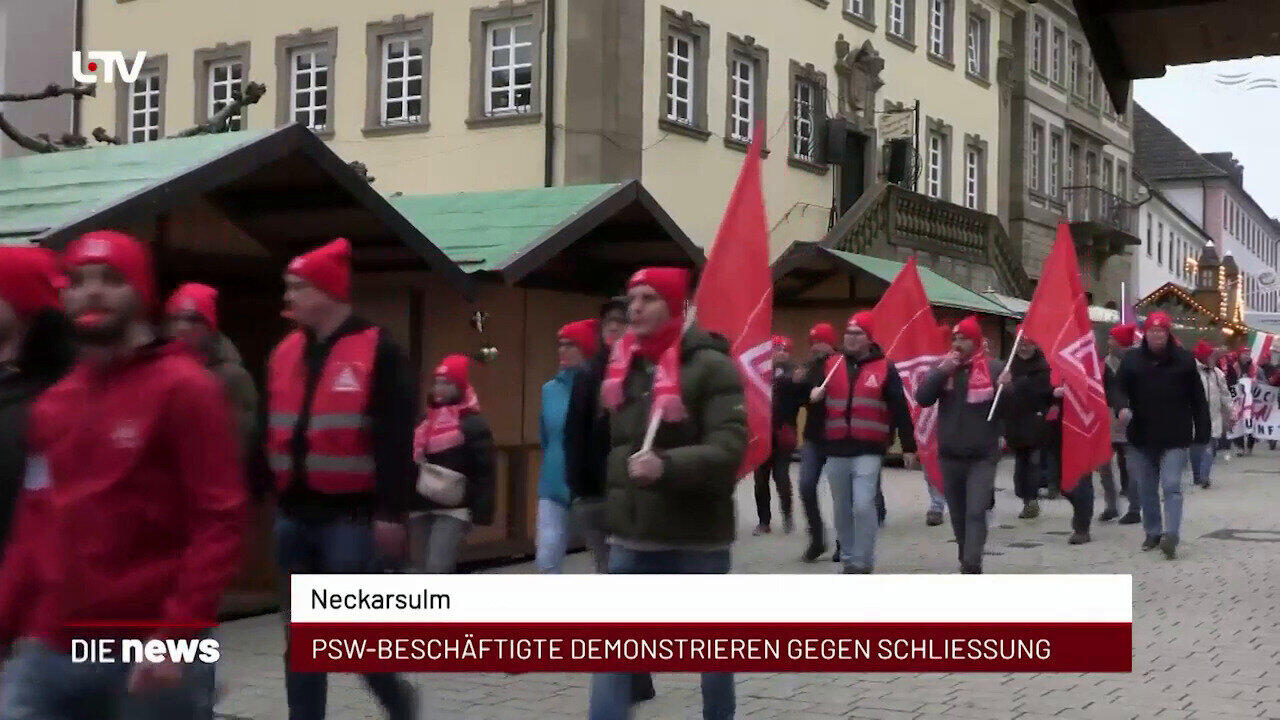Newsblock: Neckarsulm: PSW-Beschäftigte demonstrieren gegen Schliessung +++ Heilbronn-Franken: Arbeitsmarkt weiter schwa