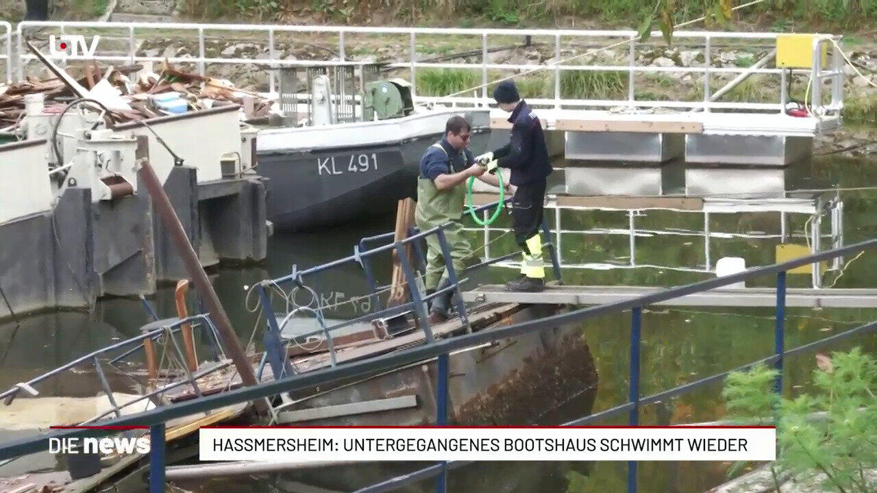 Hassmersheim: Untergegangenes Bootshaus schwimmt wieder